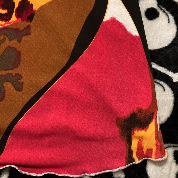 CLIENTELE Leopard floral abstract print v-neck short sleeve top ~ LARGE XL shirt - Picture 7 of 14